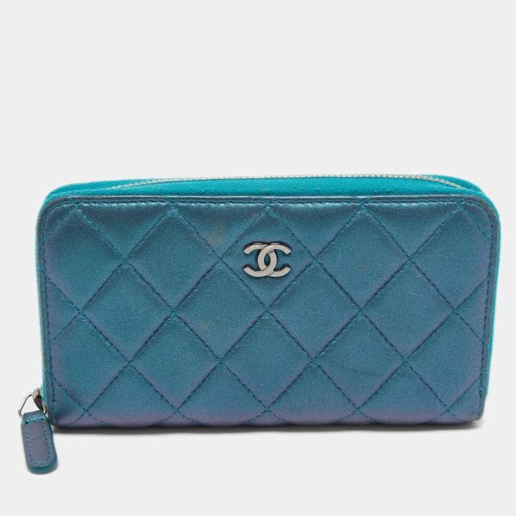 Chanel Metallic Blue Quilted Leather Classic Zip Wallet Chanel | The Luxury  Closet