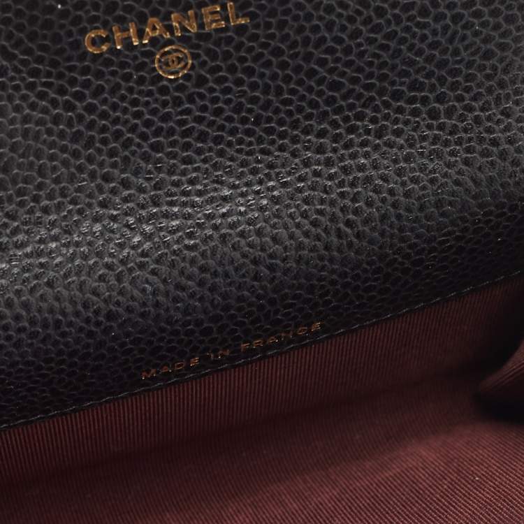 Pre Owned Chanel Black Quilted Caviar Leather CC Classic Card Case