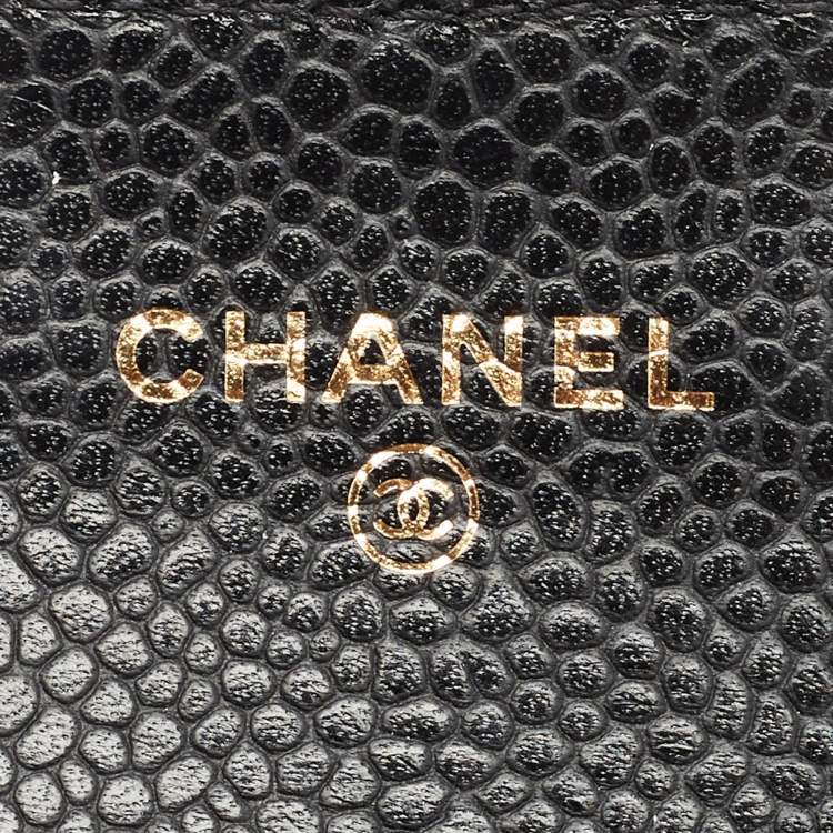 Pre Owned Chanel Black Quilted Caviar Leather CC Classic Card Case