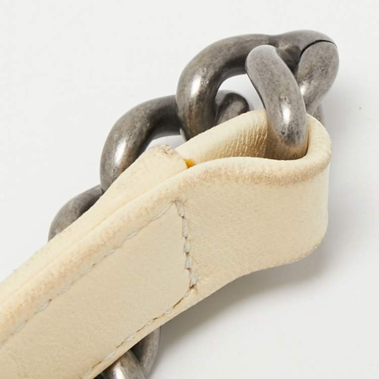 Pre Owned Chanel Cream/Red Quilted Leather Large Boy Flap Bag