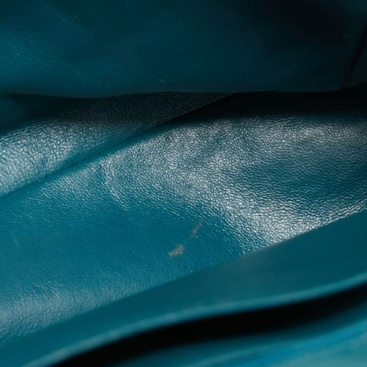 Pre Owned Chanel Teal Blue Quilted Leather Maxi Classic Single Flap Shoulder Bag