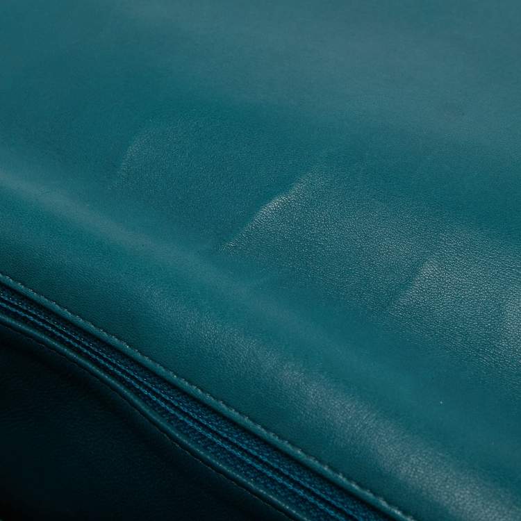 Pre Owned Chanel Teal Blue Quilted Leather Maxi Classic Single Flap Shoulder Bag