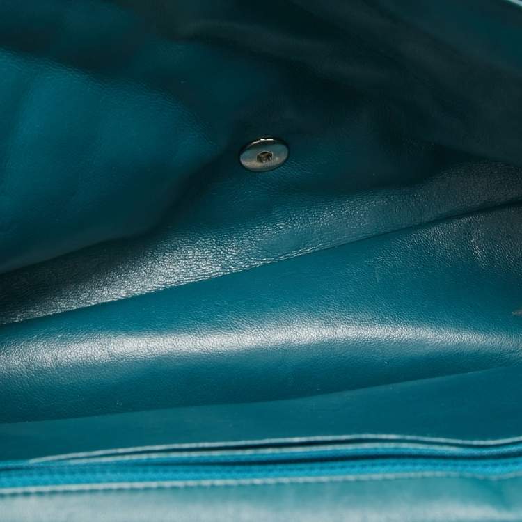 Pre Owned Chanel Teal Blue Quilted Leather Maxi Classic Single Flap Shoulder Bag