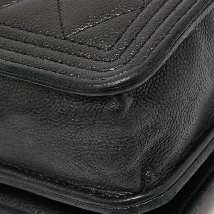 Pre Owned Chanel Black Quilted Leather Boy WOC Bag
