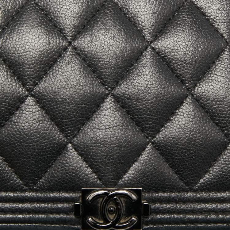 Pre Owned Chanel Black Quilted Leather Boy WOC Bag