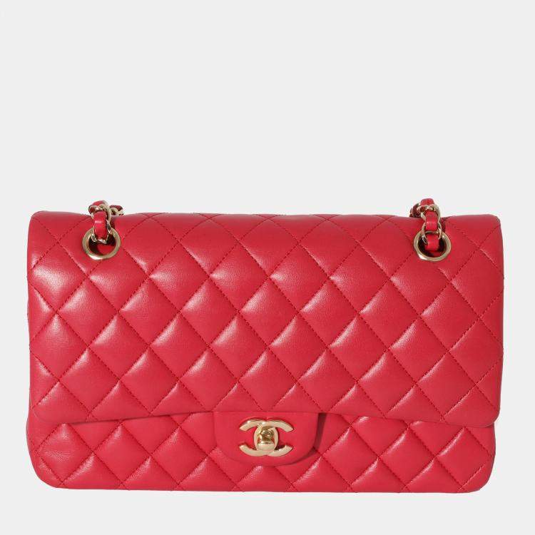 Chanel Red Quilted Leather Medium Classic Double Flap Shoulder Bag Chanel