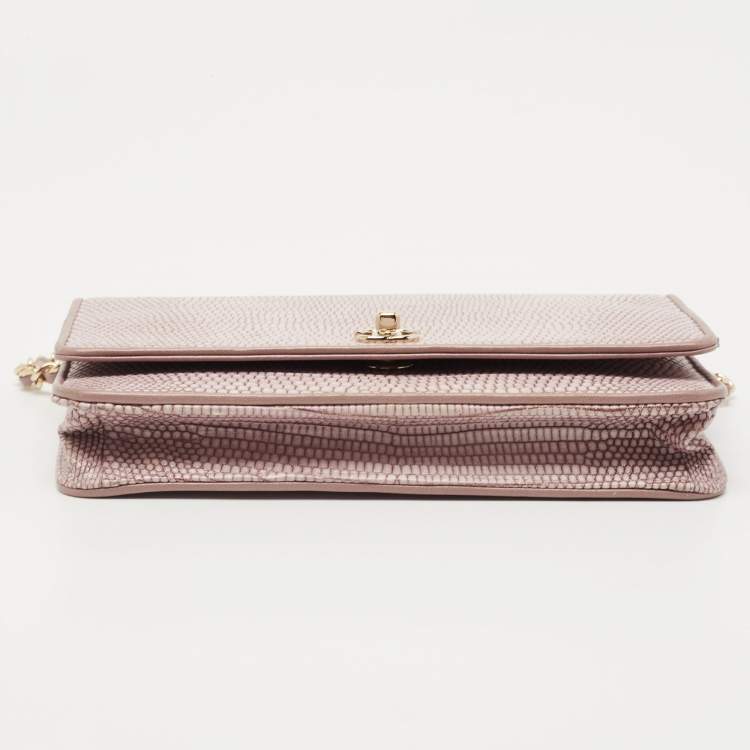 Pre Owned Chanel Lilac Lizard WOC Bag