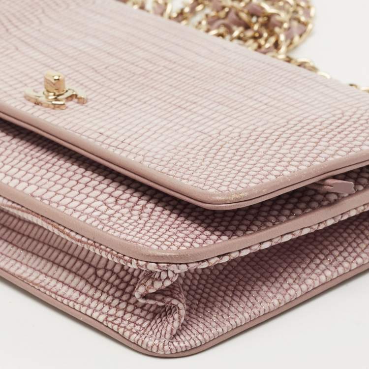 Pre Owned Chanel Lilac Lizard WOC Bag