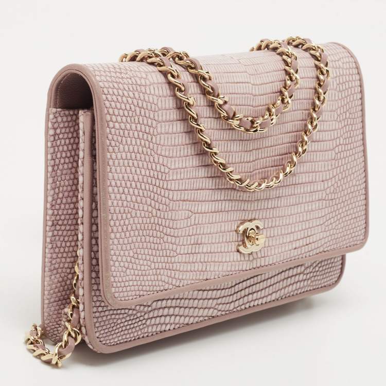 Pre Owned Chanel Lilac Lizard WOC Bag