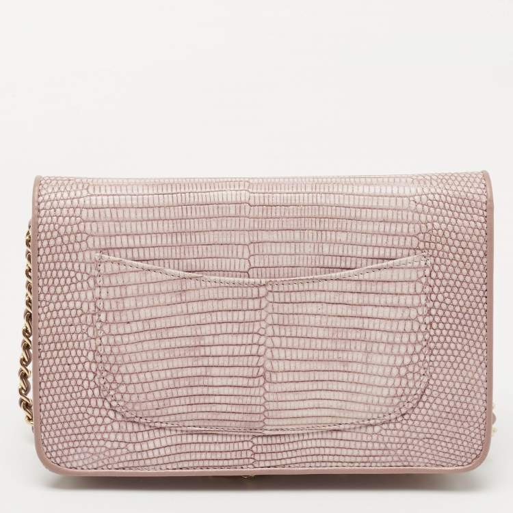 Pre Owned Chanel Lilac Lizard WOC Bag