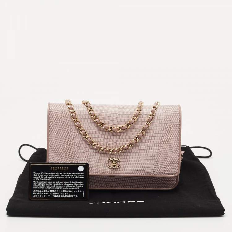 Pre Owned Chanel Lilac Lizard WOC Bag
