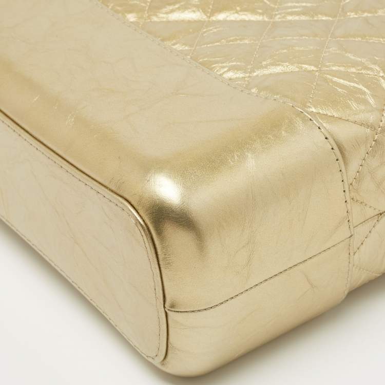 Pre Owned Chanel Metallic Gold Quilted Leather Large Gabrielle Hobo 