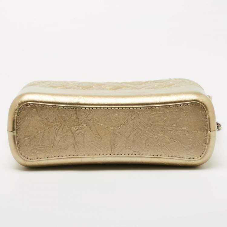 Pre Owned Chanel Metallic Gold Quilted Leather Large Gabrielle Hobo 