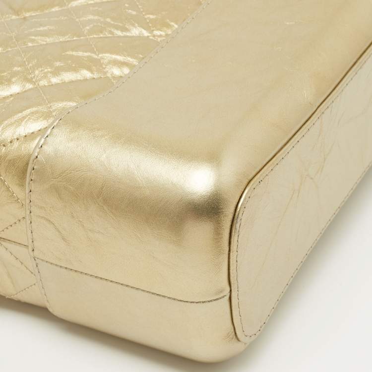 Pre Owned Chanel Metallic Gold Quilted Leather Large Gabrielle Hobo 