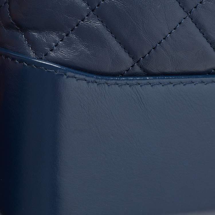 Pre Owned Chanel Blue Quilted Leather Large Gabrielle Hobo 