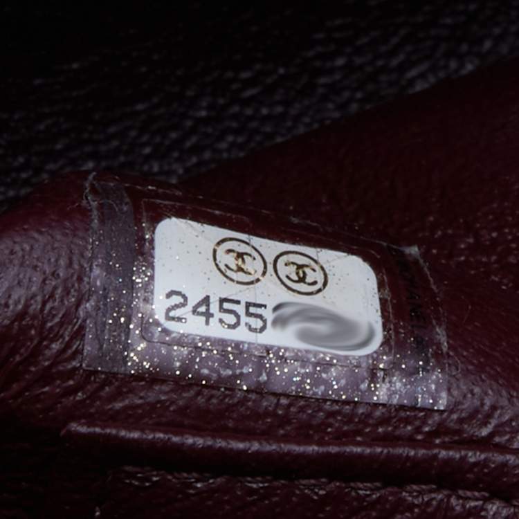 Pre Owned Chanel Burgundy Quilted Caviar Leather and Lizard Coco Flap Top Handle Bag