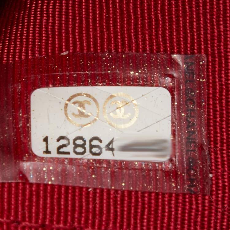 Pre Owned Chanel Red Quilted Caviar Leather Classic Flap Wallet