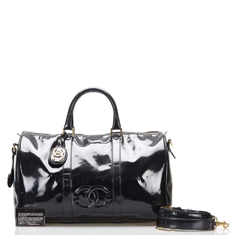 Pre Owned Chanel Black Leather CC Boston Bag