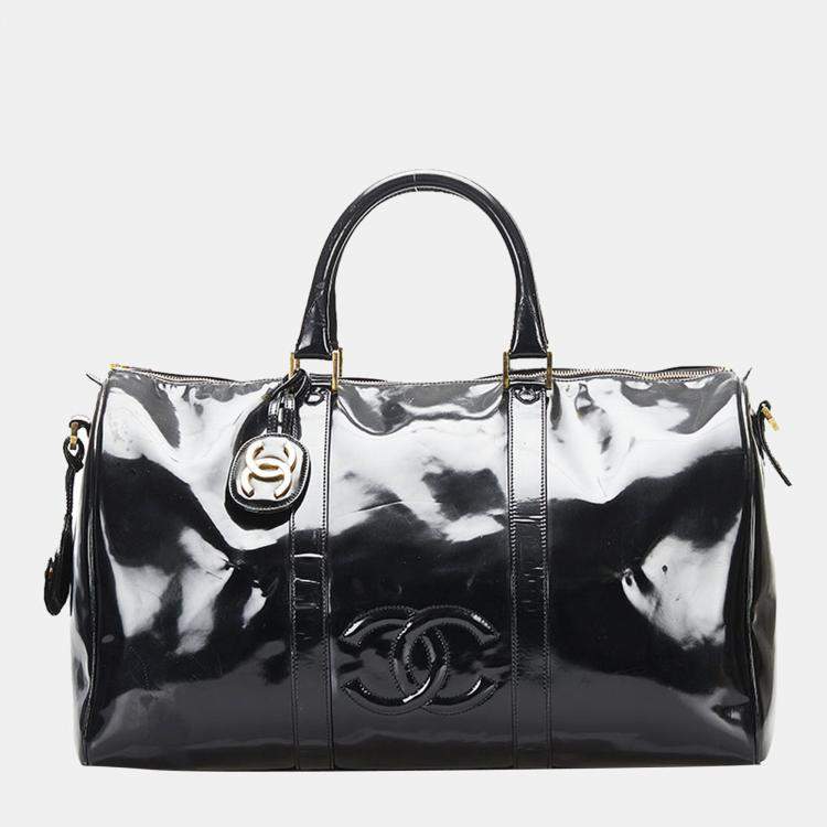 Pre Owned Chanel Black Leather CC Boston Bag