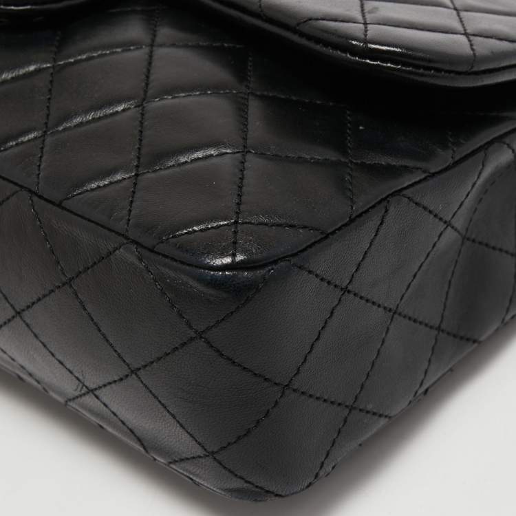 Pre Owned Chanel Black Quilted Leather Medium Westminster Pearl Single Flap Bag         