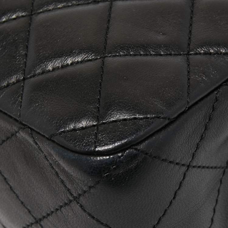 Pre Owned Chanel Black Quilted Leather Medium Westminster Pearl Single Flap Bag         