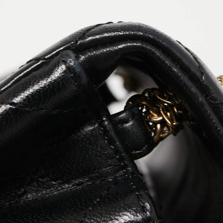 Pre Owned Chanel Black Quilted Leather Medium Westminster Pearl Single Flap Bag         