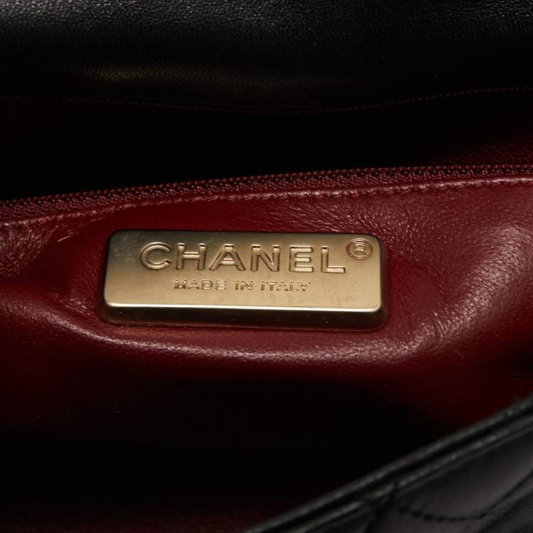 Pre Owned Chanel Black Quilted Leather Medium Westminster Pearl Single Flap Bag         