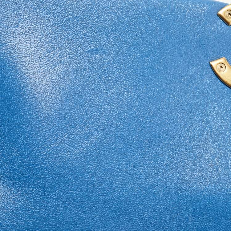 Pre Owned Chanel Blue Quilted Leather CC 19 Flap Bag