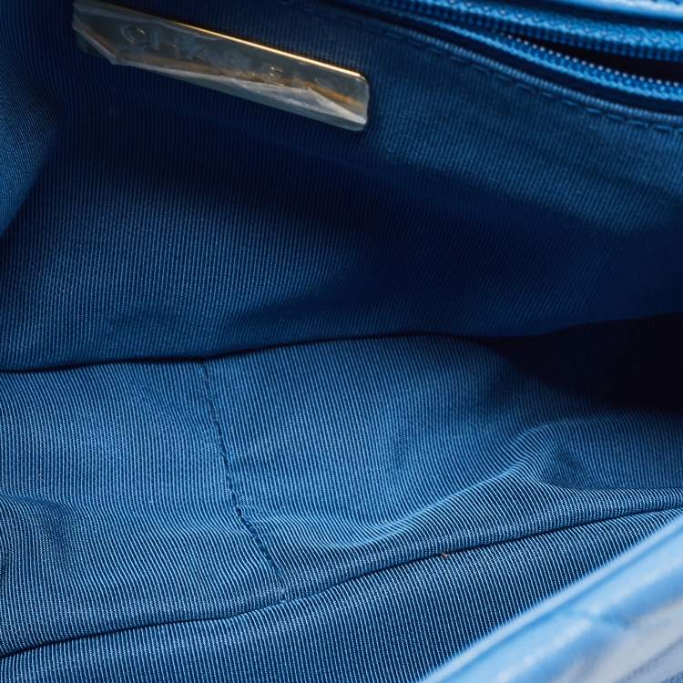 Pre Owned Chanel Blue Quilted Leather CC 19 Flap Bag