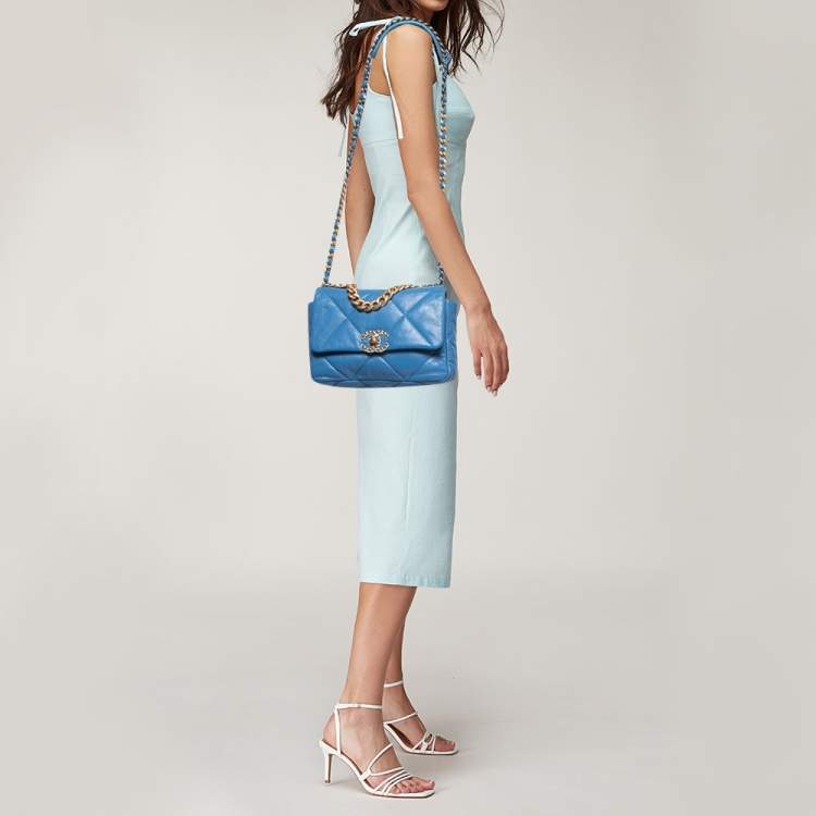 Chanel Blue Quilted Leather CC 19 Flap Bag Chanel