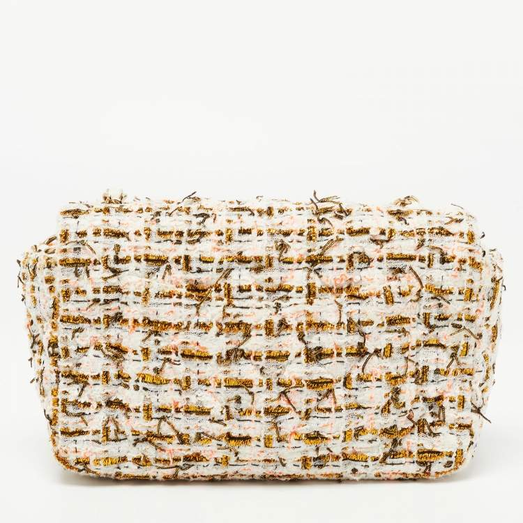 Pre Owned Chanel White/Multiicolor Quilted Tweed New Mini Classic Flap Bag