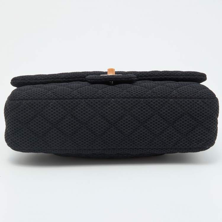 Pre Owned Chanel Black Quilted Mesh Medium Classic Single Flap Bag