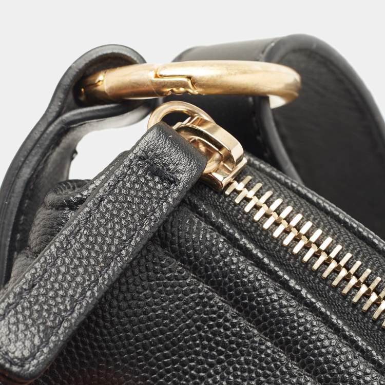 Pre Owned Chanel Black Quilted Caviar Leather Casual Style Hobo