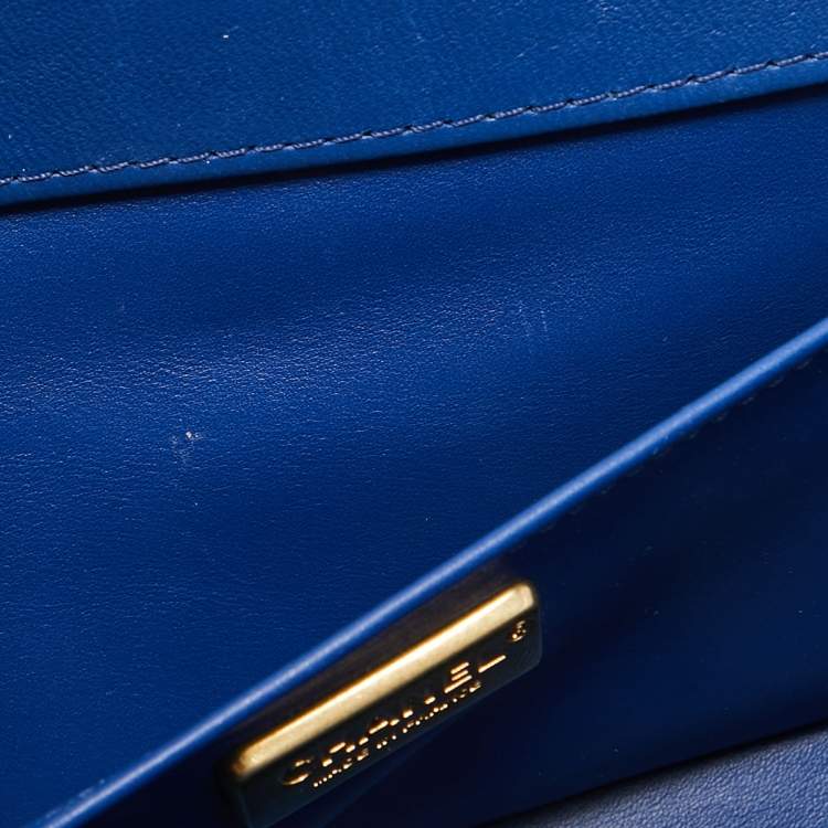 Pre Owned Chanel Blue Python Medium Boy Bag