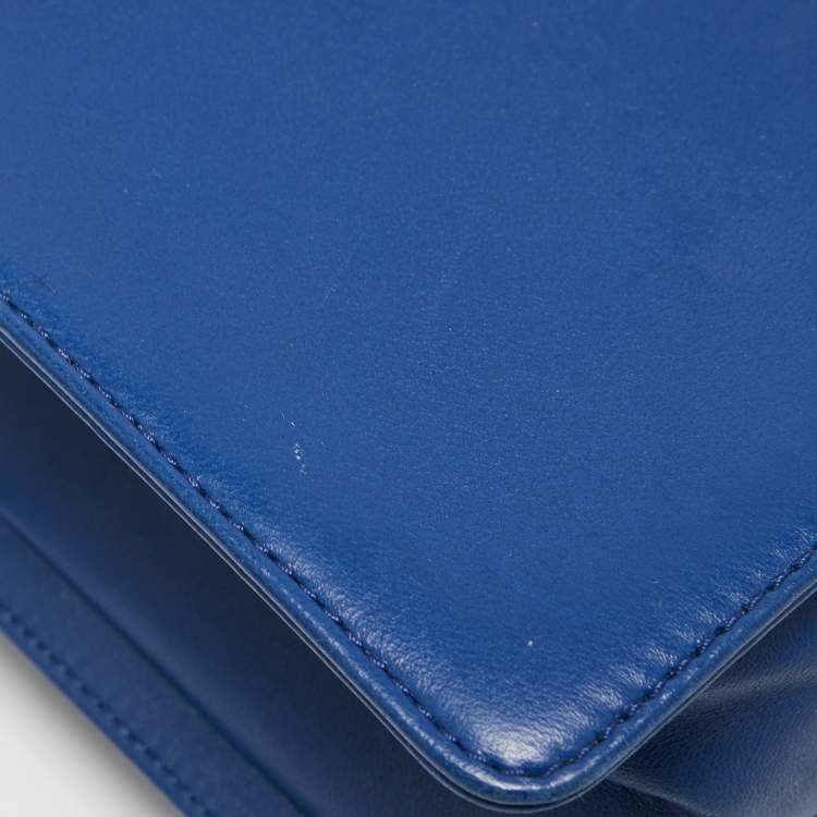 Pre Owned Chanel Blue Python Medium Boy Bag