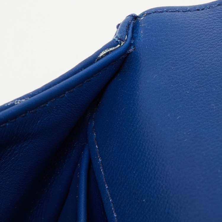 Pre Owned Chanel Blue Python Medium Boy Bag