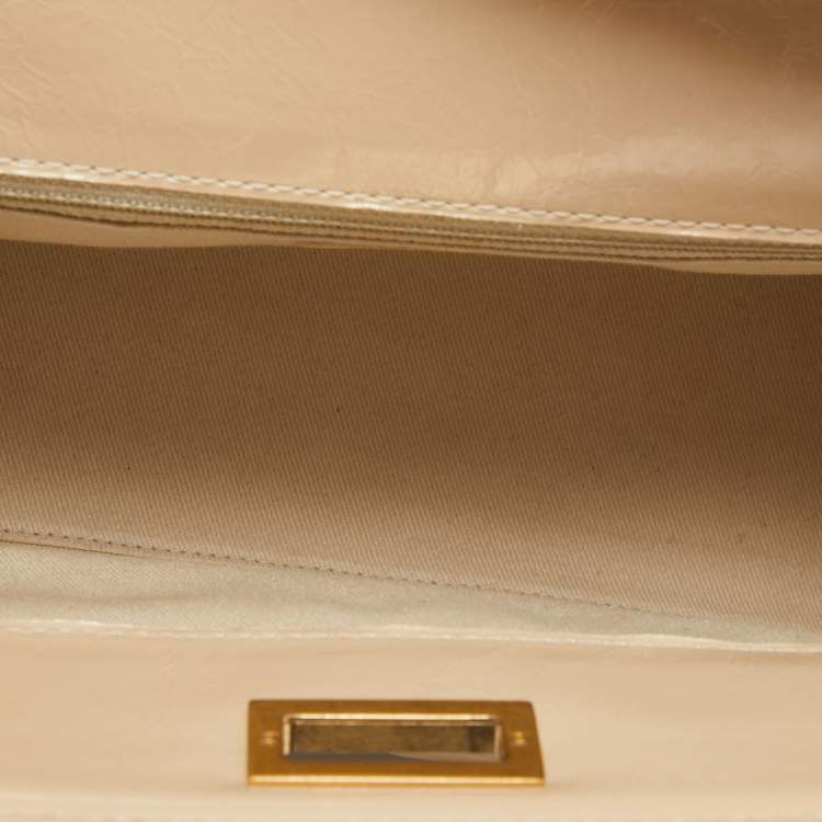 Pre Owned Chanel Light Beige Quilted Glazed Age Leather Reissue Chain Tote