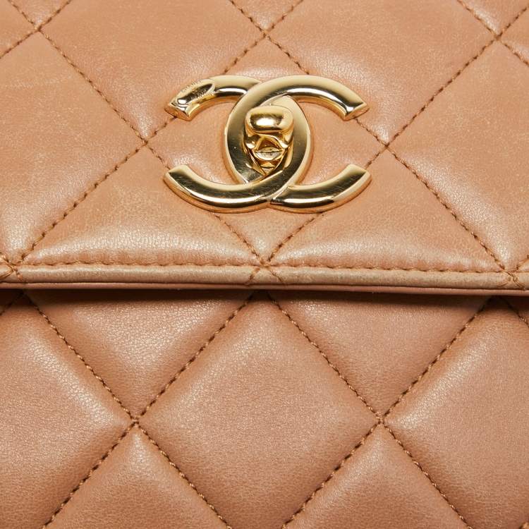 Pre Owned Chanel Beige Quilted Leather Small Trendy CC Flap Top Handle Bag