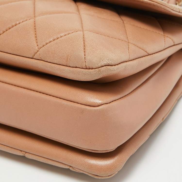 Pre Owned Chanel Beige Quilted Leather Small Trendy CC Flap Top Handle Bag