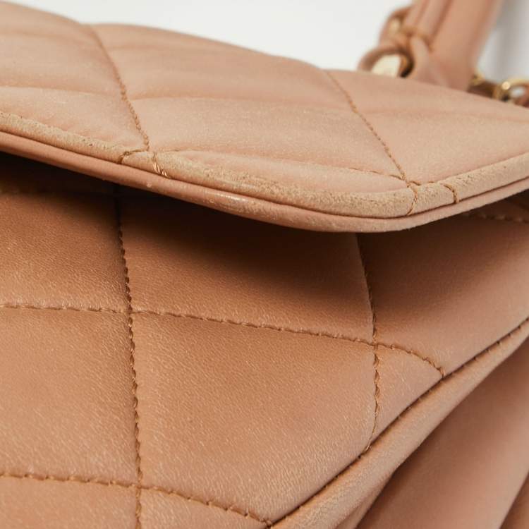 Pre Owned Chanel Beige Quilted Leather Small Trendy CC Flap Top Handle Bag