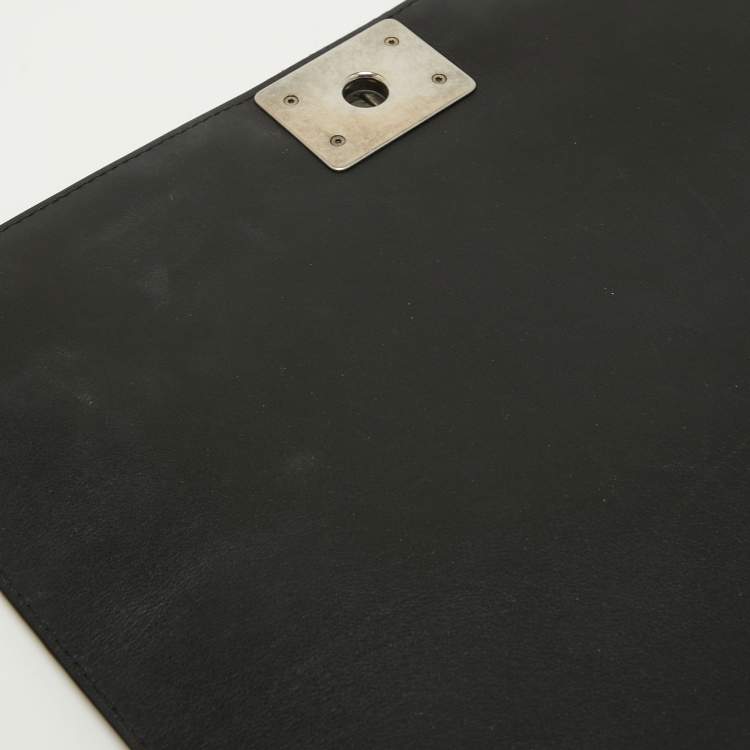 Pre Owned Chanel Black Quilted Leather Large Boy Flap Bag