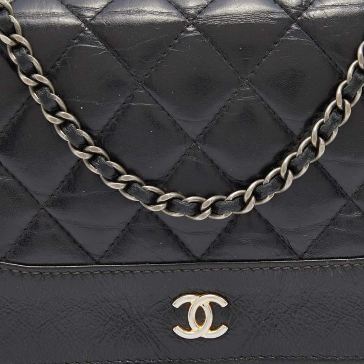 Pre Owned Chanel Black Quilted Leather CC Gabrielle Wallet On Chain