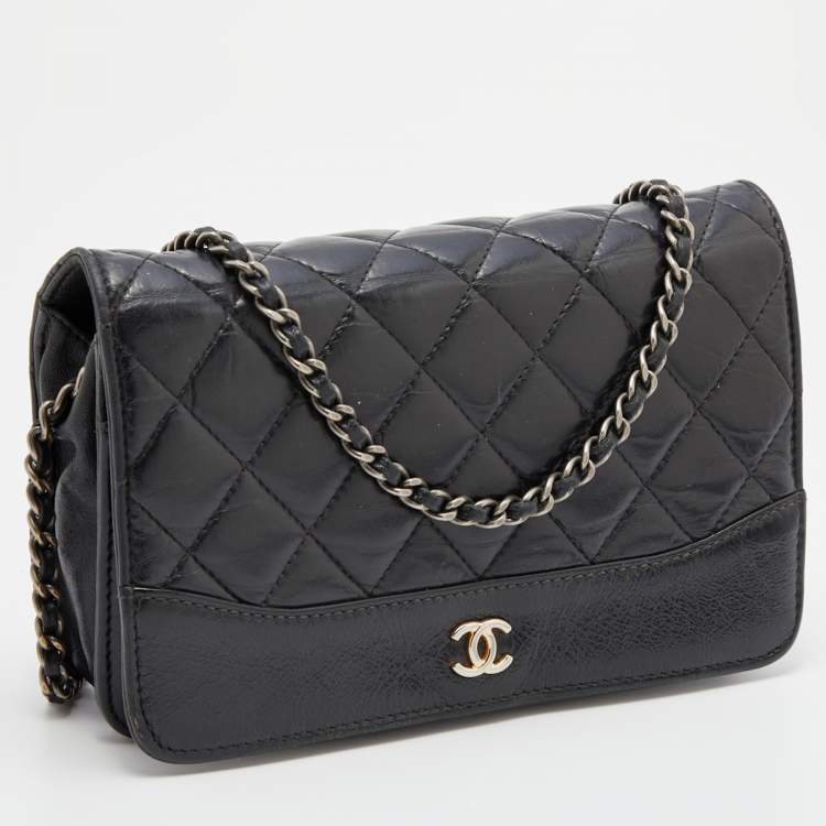Pre Owned Chanel Black Quilted Leather CC Gabrielle Wallet On Chain
