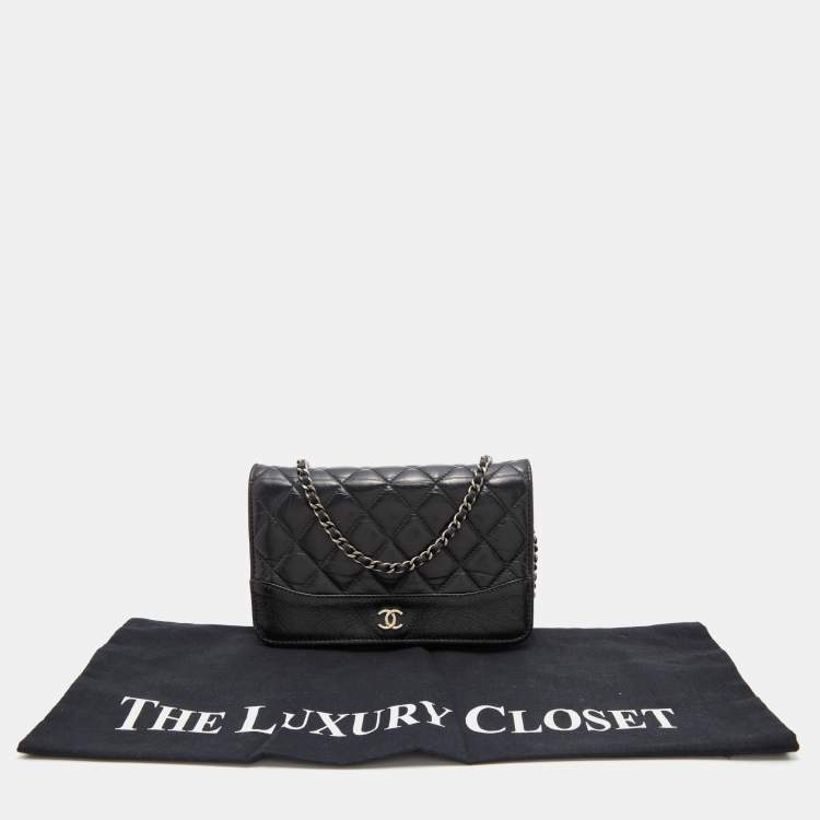 Pre Owned Chanel Black Quilted Leather CC Gabrielle Wallet On Chain
