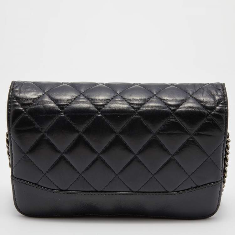 Pre Owned Chanel Black Quilted Leather CC Gabrielle Wallet On Chain