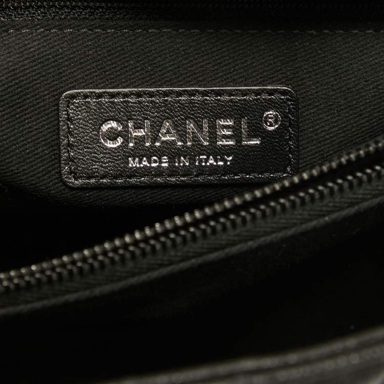 Pre Owned Chanel Black Quilted Caviar Leather So Black Coco Top Handle Bag