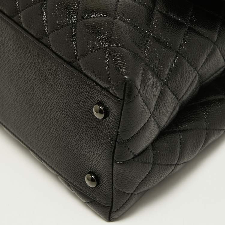 Pre Owned Chanel Black Quilted Caviar Leather So Black Coco Top Handle Bag