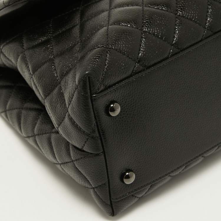 Pre Owned Chanel Black Quilted Caviar Leather So Black Coco Top Handle Bag