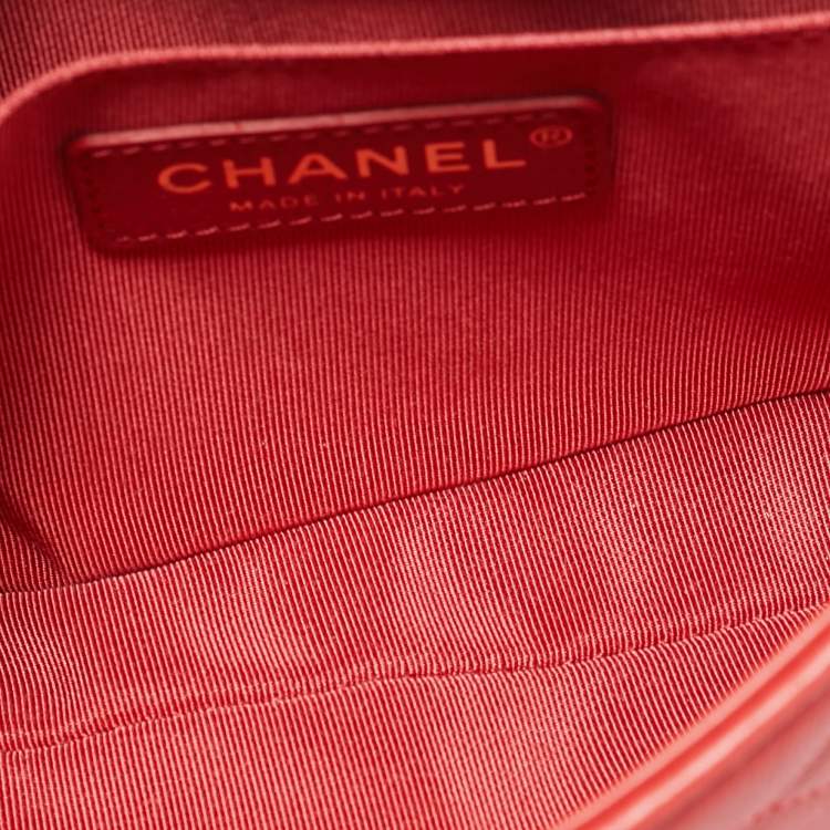 Pre Owned Chanel Orange Quilted Leather Envelope Flap Waist Bag