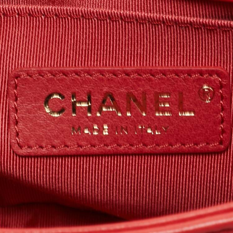 Pre Owned Chanel Orange Quilted Leather Envelope Flap Waist Bag